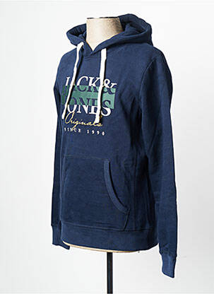 Hanorac cu glugă guler rotund albastru JACK & JONES bărbat