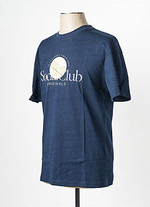 Tricou guler rotund albastru JACK & JONES bărbat