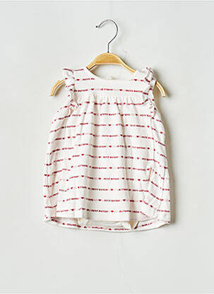 Rochie midi guler rotund alb PETIT BATEAU fată