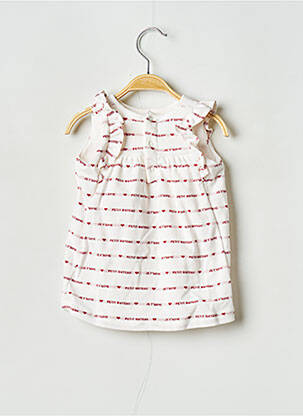 Rochie midi guler rotund alb PETIT BATEAU fată