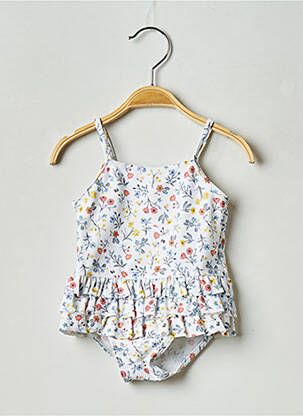 Costum de baie dintr-o singură piesă alb PETIT BATEAU fată