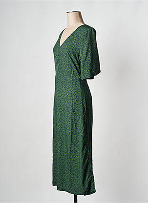 Rochie midi guler în v verde THINKING MU femeie