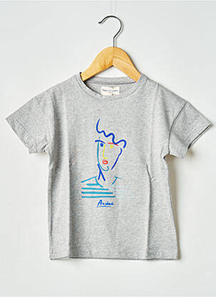 Tricou guler rotund gri ARSENE ET LES PIPELETTES băiat