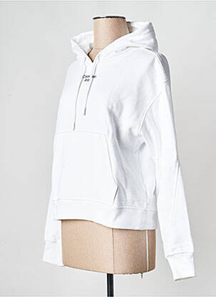 Hanorac cu glugă guler rotund alb CALVIN KLEIN femeie