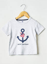 Tricou guler rotund gri PETIT BATEAU garcon