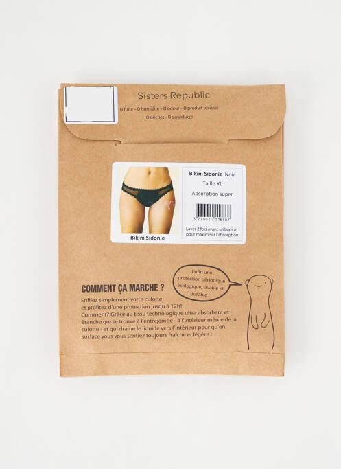 Chiloți-menstruali negru SISTERS REPUBLIC femeie