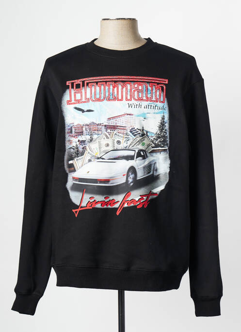 Hanorac negru HUMAN WITH ATTITUDE bărbat