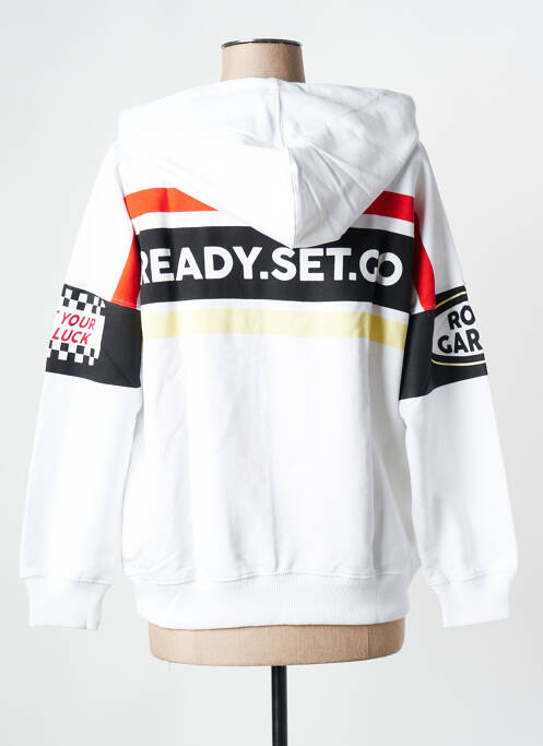 Hanorac cu glugă alb ROSE GARDEN femeie