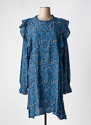 Rochie scurtă guler rotund albastru ATELIER REVE femeie