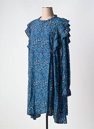 Rochie scurtă guler rotund albastru ATELIER REVE femeie