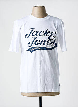 Tricou guler rotund alb JACK & JONES bărbat