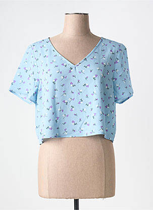 Tricou guler în v albastru NOISY MAY femeie