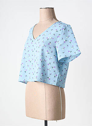 Tricou guler în v albastru NOISY MAY femeie
