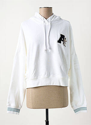 Hanorac cu glugă guler rotund alb ADIDAS femeie