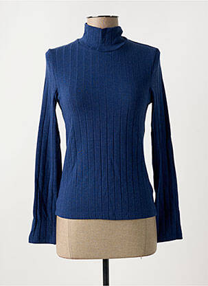 Pulover cu guler înalt albastru THINKING MU femeie