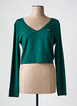 Tricou guler în v verde TOMMY HILFIGER femeie