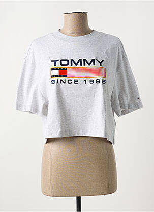 Tricou guler rotund gri TOMMY HILFIGER femeie