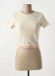 Tricou guler rotund bej CALVIN KLEIN femeie