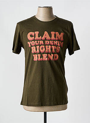 Tricou guler rotund verde BLEND bărbat
