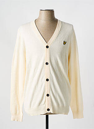 Vestă cu mâneci lungi guler în v alb LYLE & SCOTT bărbat