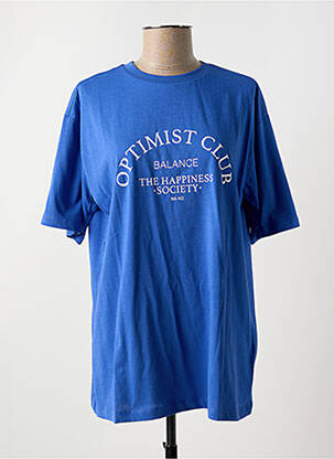 Tricou guler rotund albastru NA-KD femeie