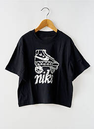 Tricou guler rotund negru NIKE fille