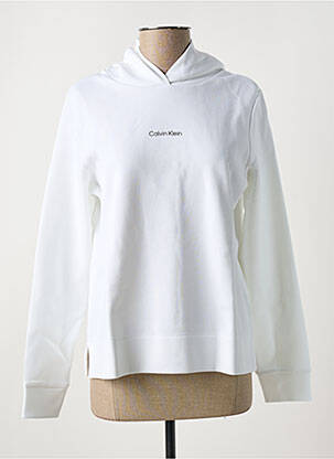 Hanorac cu glugă guler rotund alb CALVIN KLEIN femeie