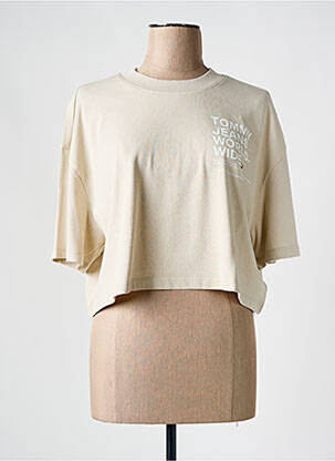 Tricou guler rotund bej TOMMY HILFIGER femeie