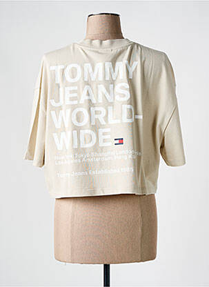 Tricou guler rotund bej TOMMY HILFIGER femeie
