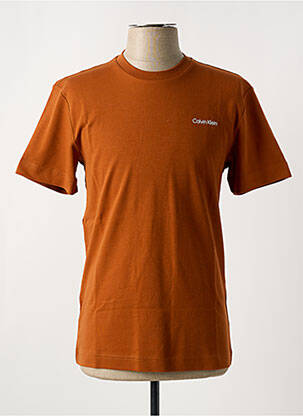 Tricou guler rotund maro CALVIN KLEIN bărbat