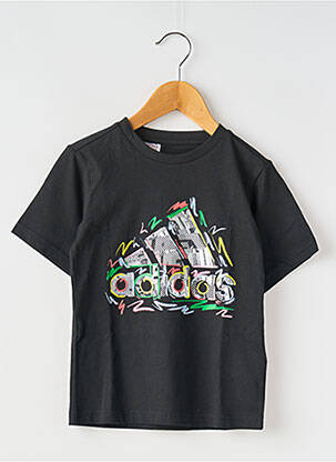 Tricou guler rotund negru ADIDAS copil