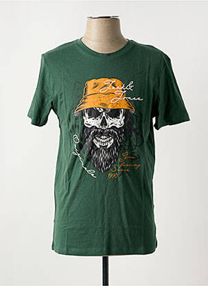 Tricou guler rotund verde JACK & JONES bărbat