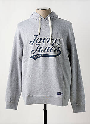 Hanorac cu glugă guler rotund gri JACK & JONES bărbat