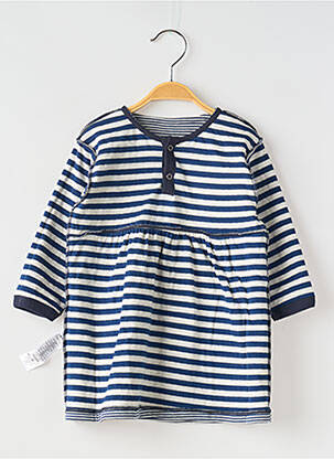 Rochie midi guler rotund albastru PETIT BATEAU fată