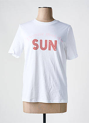 Tricou guler rotund alb PIECES femeie
