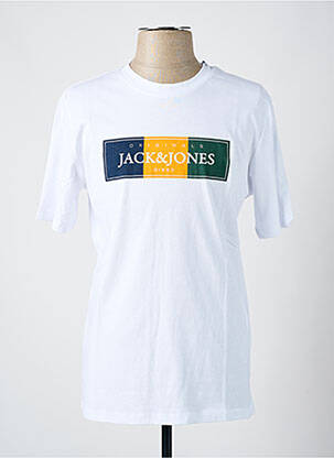 Tricou guler rotund alb JACK & JONES bărbat