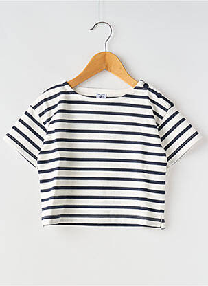 Tricou guler rotund alb PETIT BATEAU fată