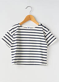 Tricou guler rotund alb PETIT BATEAU fille
