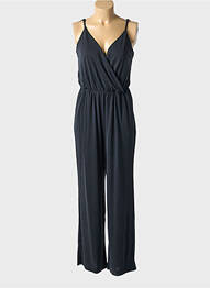 Salopetă-pantalon guler în v negru SELECTED femme