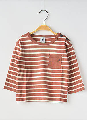 Tricou guler rotund maro PETIT BATEAU băiat