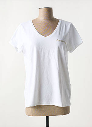 Tricou guler în v alb PIECES femeie