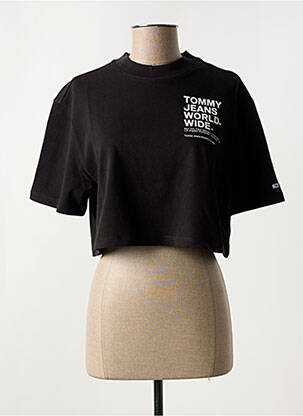 Tricou guler rotund negru TOMMY HILFIGER femeie