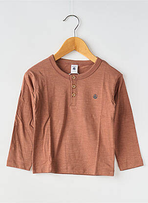 Tricou guler rotund maro PETIT BATEAU copil