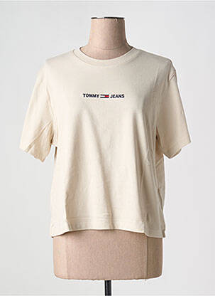 Tricou guler rotund bej TOMMY HILFIGER femeie