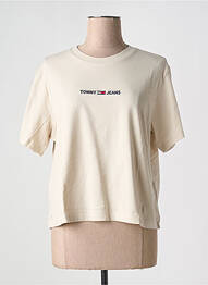 Tricou guler rotund bej TOMMY HILFIGER femme