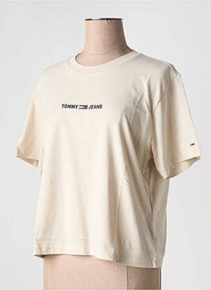 Tricou guler rotund bej TOMMY HILFIGER femeie
