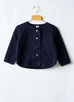 Vestă cu mâneci lungi guler rotund albastru PETIT BATEAU fată