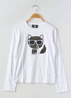 Tricou guler rotund alb KARL LAGERFELD fată