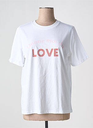 Tricou guler rotund alb PIECES femeie