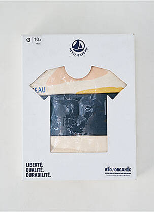 Tricou guler rotund alb PETIT BATEAU băiat
